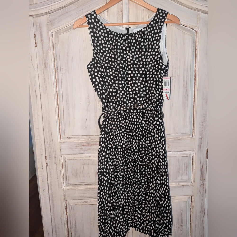 Charter Club Geometric Polka Dot Sleeveless Midi Dress Size 10